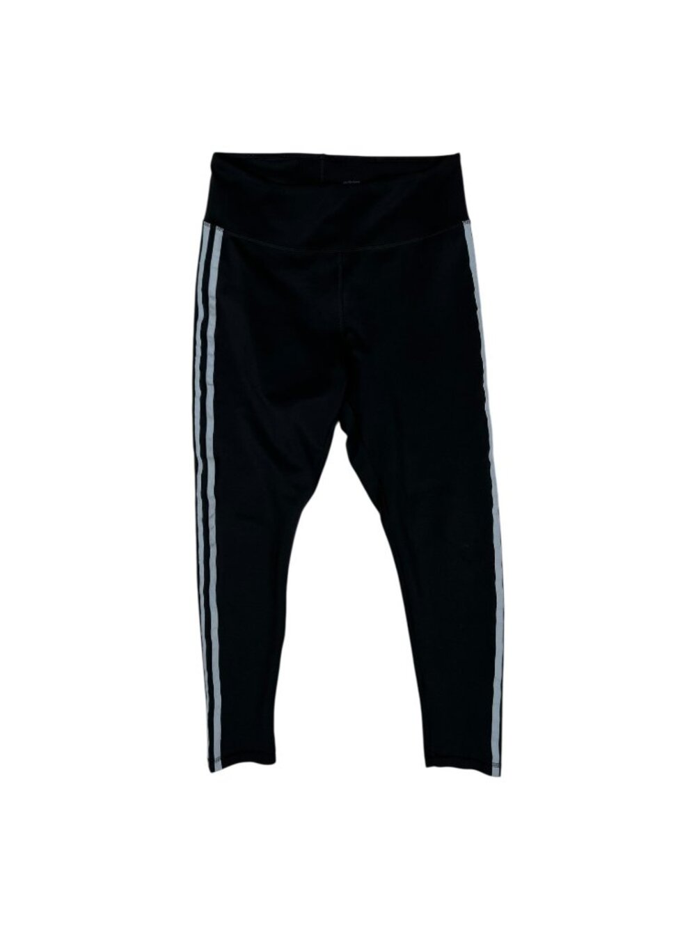 Adidas Pants Women's M/A Black Climalite 3-Stripes High Rise Crop Ankle Leggings